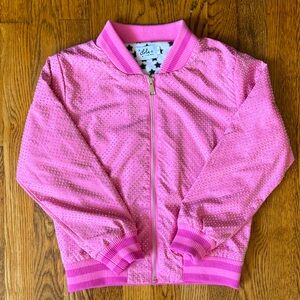 Lola and the Boys Pink Rhinestone Studded Jacket with Plush Star Lining